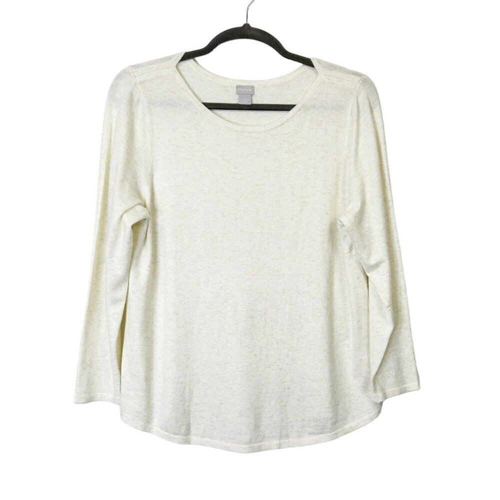 Chicos‎ Sweater Womens Size 4 US 20 XXL Ivory Metallic Sparkle